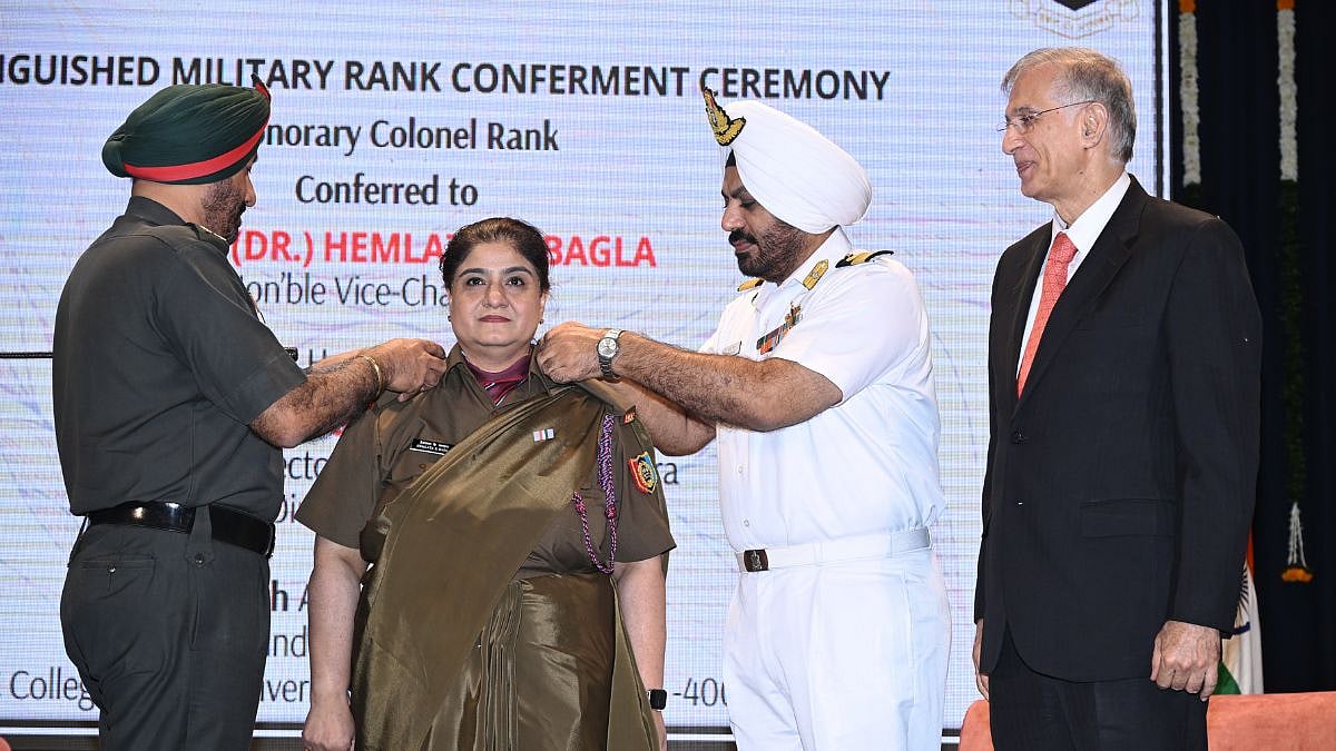 Major General Yogender Singh, (VSM) and Commodore Satpal Singh Conferring Honarary Colonel Rank on Dr. Hemlata K. Bagla 